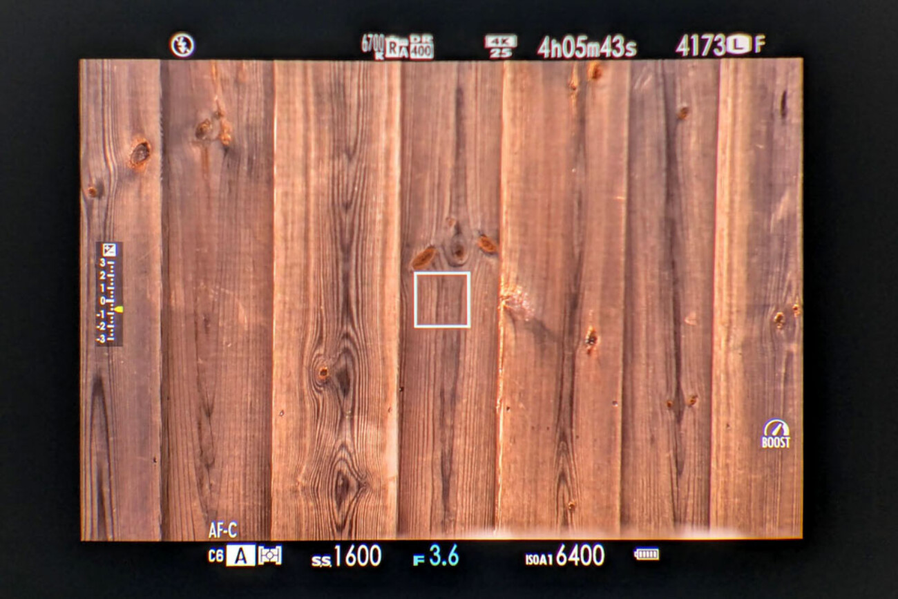 Electronic Viewfinder (EVF) of the X100VI (2024) showing only the image captured by the sensor